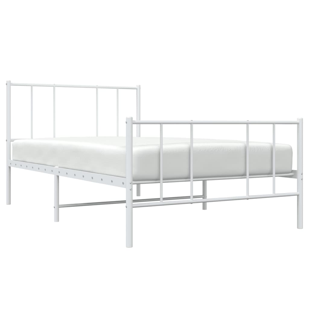 vidaXL Metallinen sängynrunko päädyillä valkoinen 100x190 cm