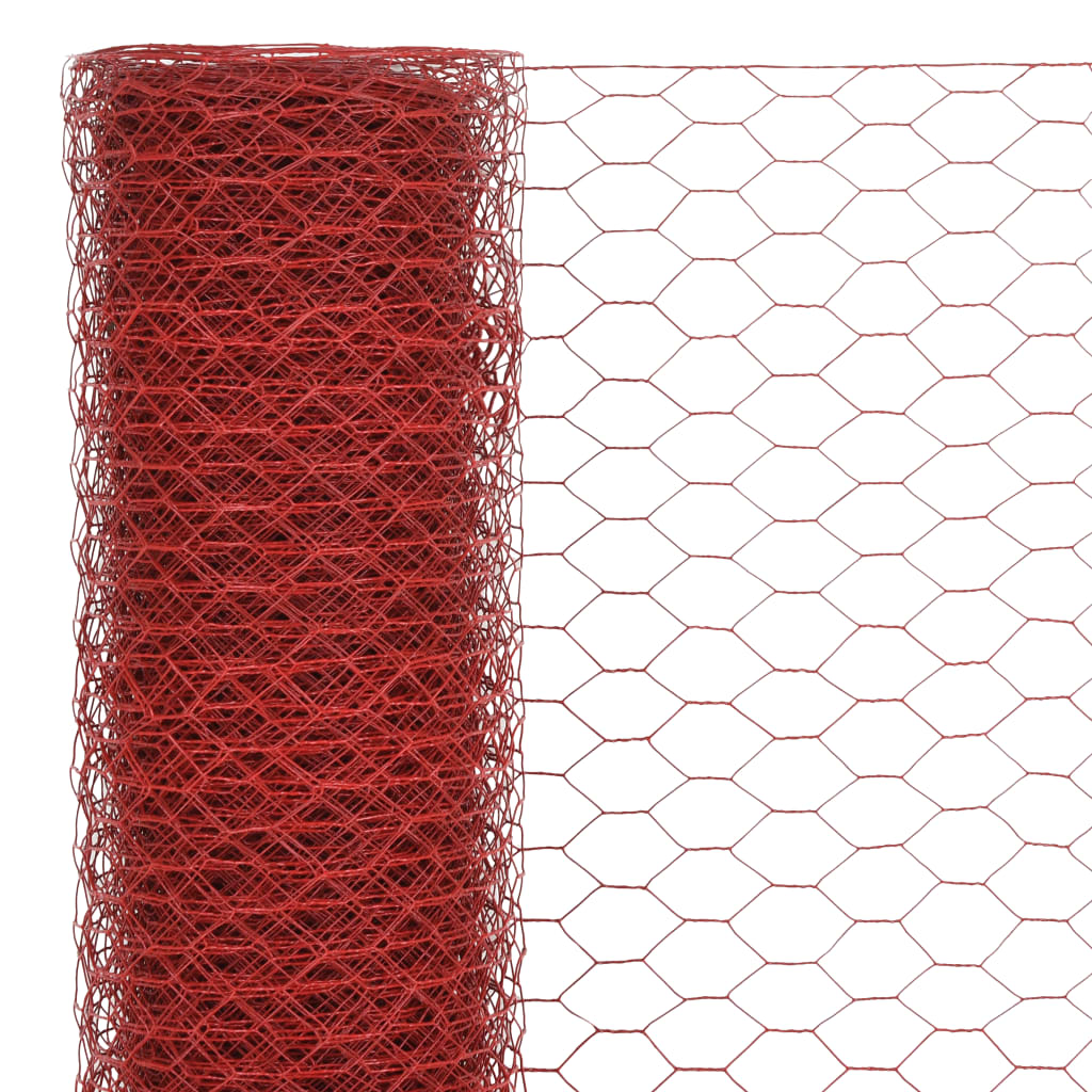 vidaXL Kanaverkko teräs PVC pinnoitteella 25x0,5 m punainen
