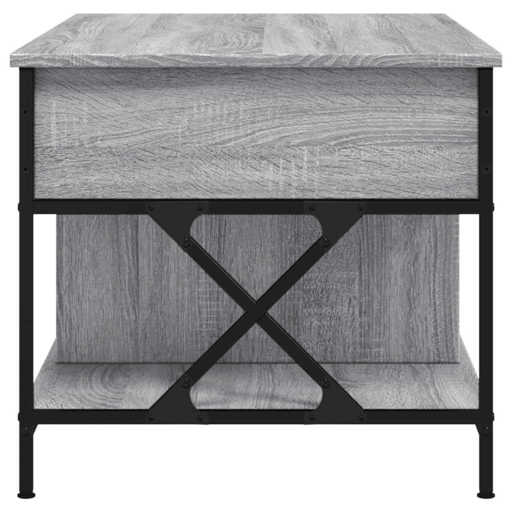 vidaXL Sohvapöytä harmaa Sonoma 100x55x50 cm tekninen puu ja metalli