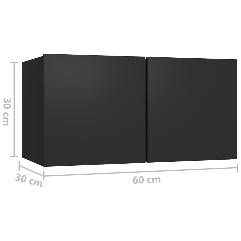 vidaXL Seinäkiinnitettävät TV-tasot 3 kpl musta 60x30x30 cm