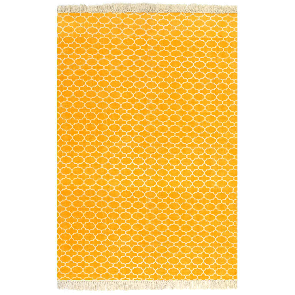 vidaXL Kilim matto puuvilla 120x180 cm kuviolla keltainen