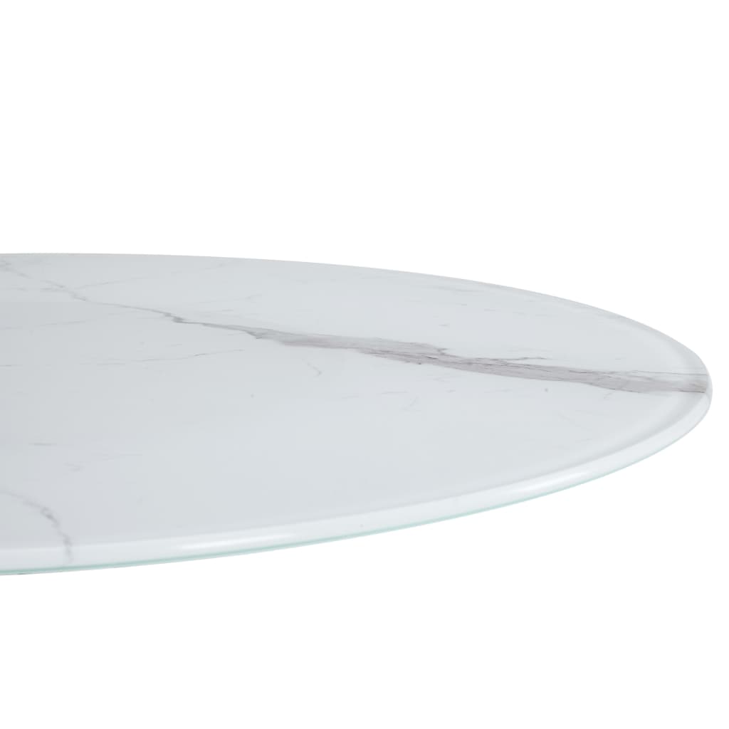vidaXL Pöytälevy valkoinen Ø80 cm lasi marmorikuviolla
