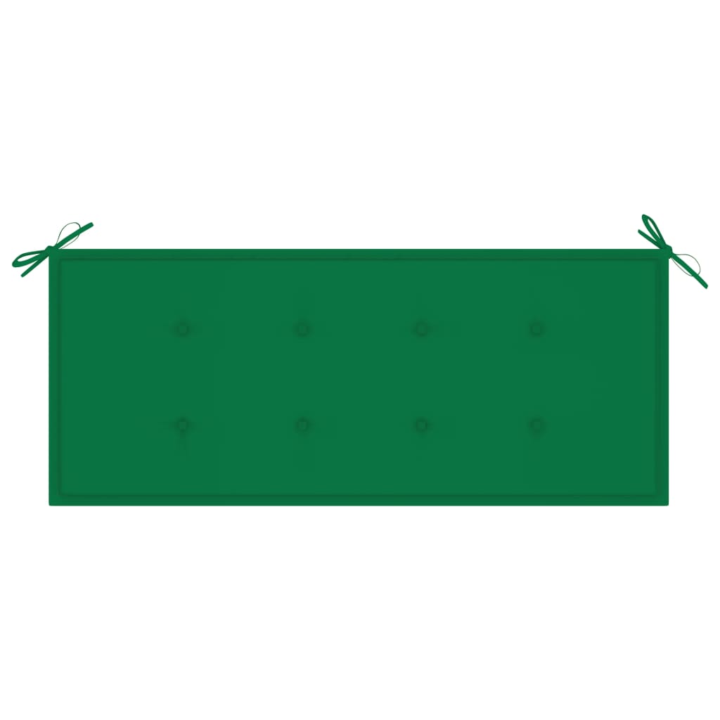 vidaXL Batavia-penkki vihreällä tyynyllä 120 cm täysi tiikki