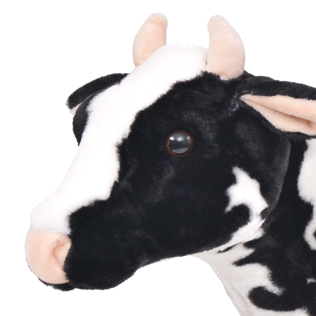 vidaXL Seisova pehmolelu lehmä plyysi musta ja valkoinen XXL