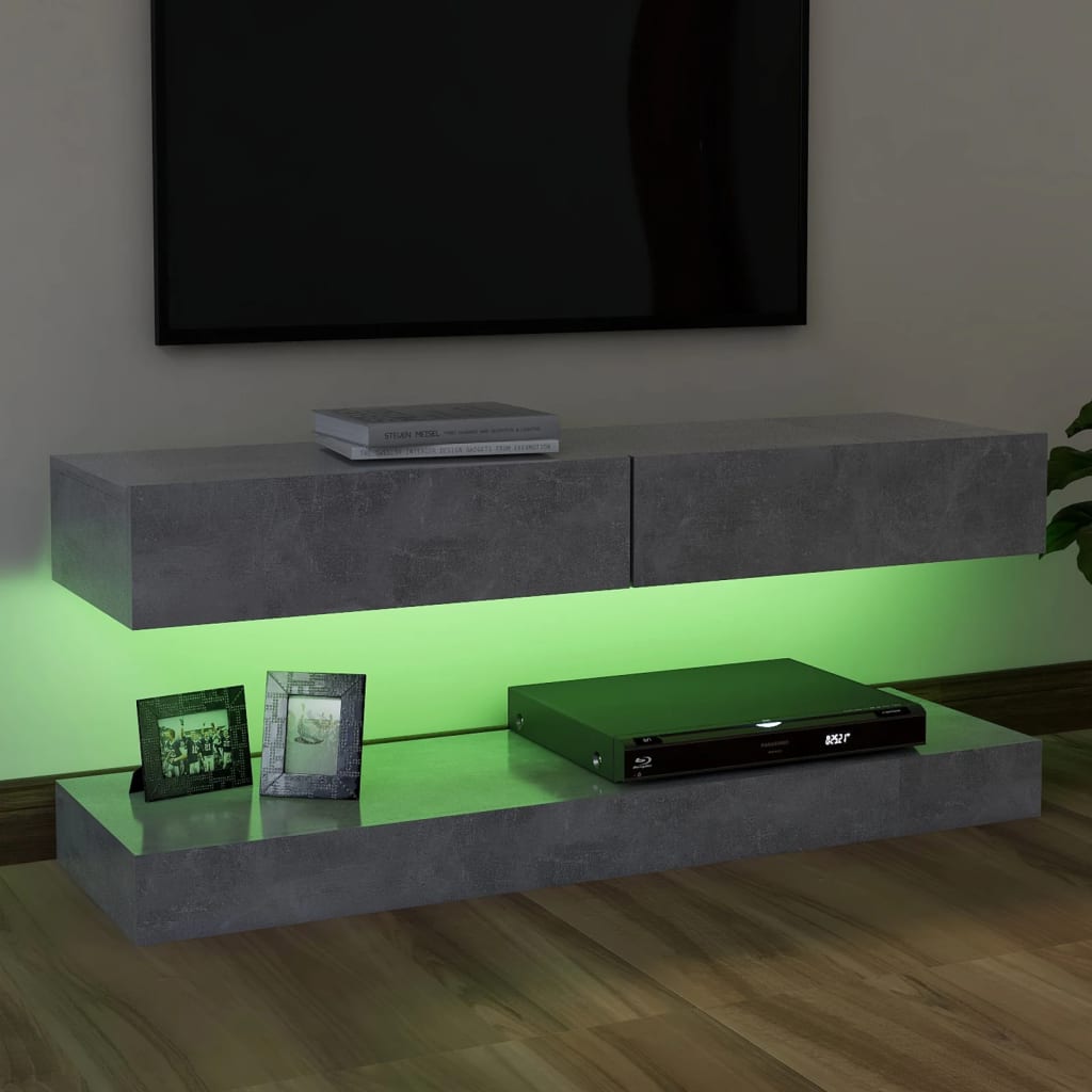 vidaXL TV-taso LED-valoilla betoninharmaa 120x35 cm