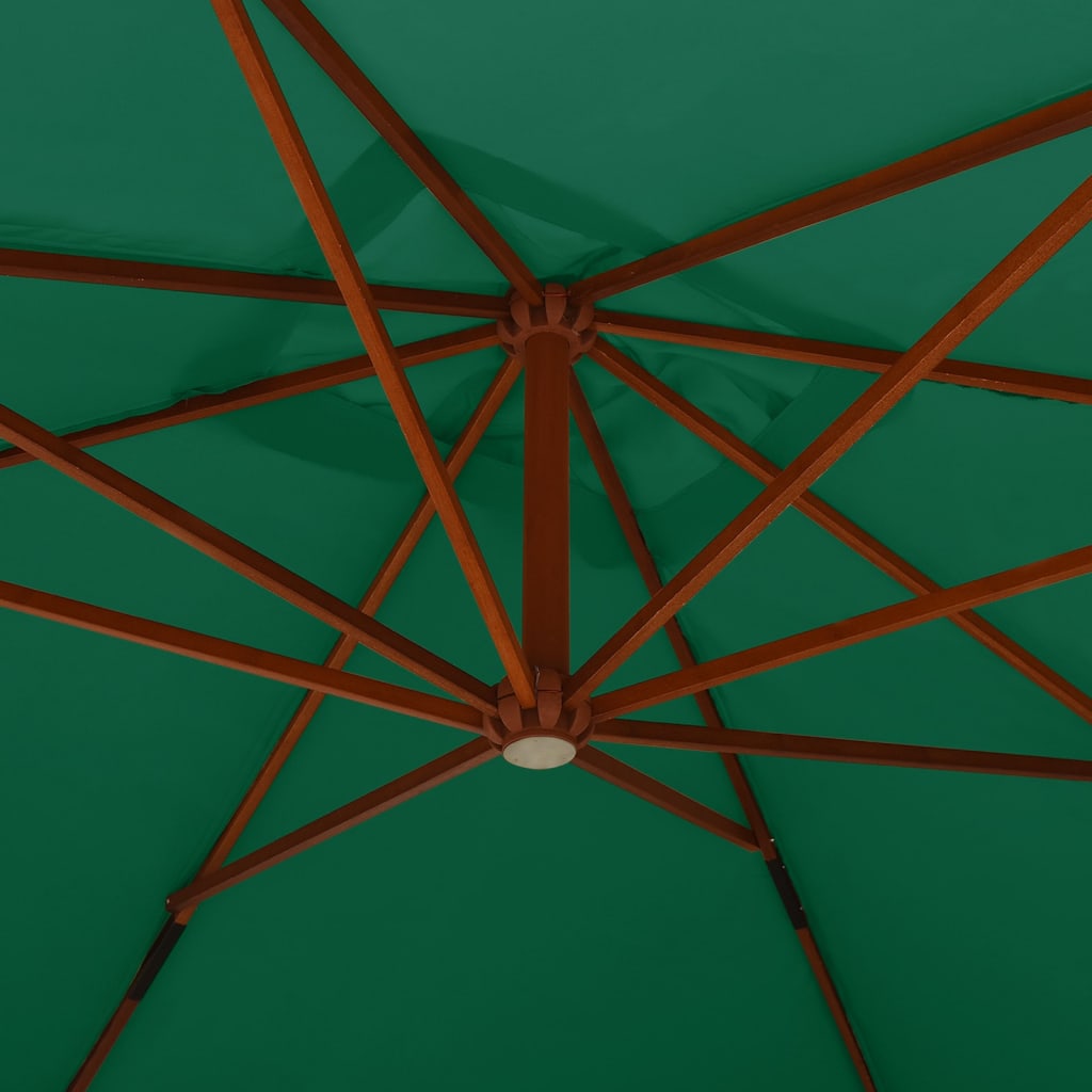 vidaXL Riippuva aurinkovarjo puupylväällä 400x300 cm vihreä