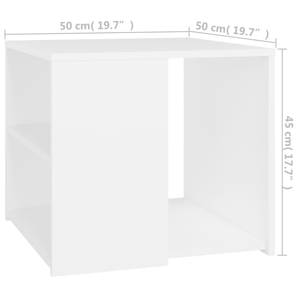 vidaXL Sivupöytä valkoinen 50x50x45 cm lastulevy