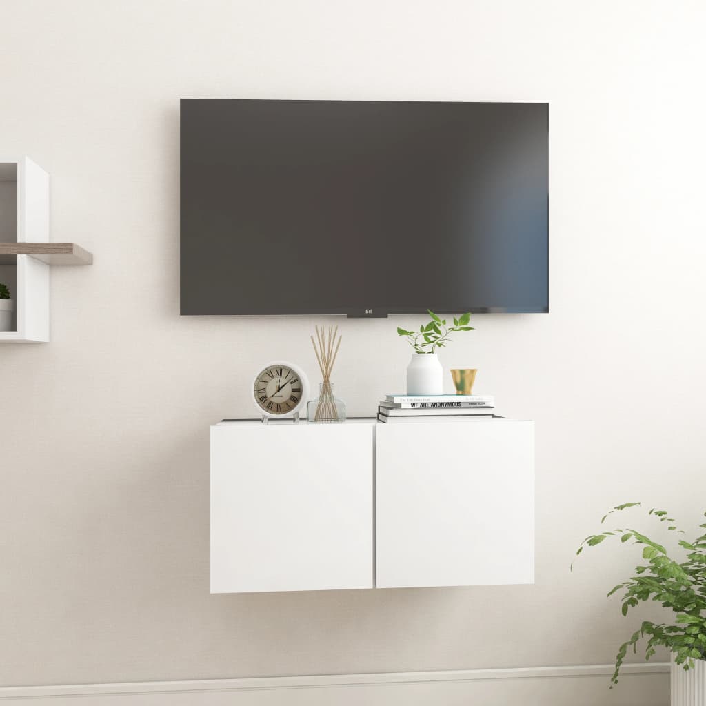 vidaXL Seinäkiinnitettävä TV-taso valkoinen 60x30x30 cm