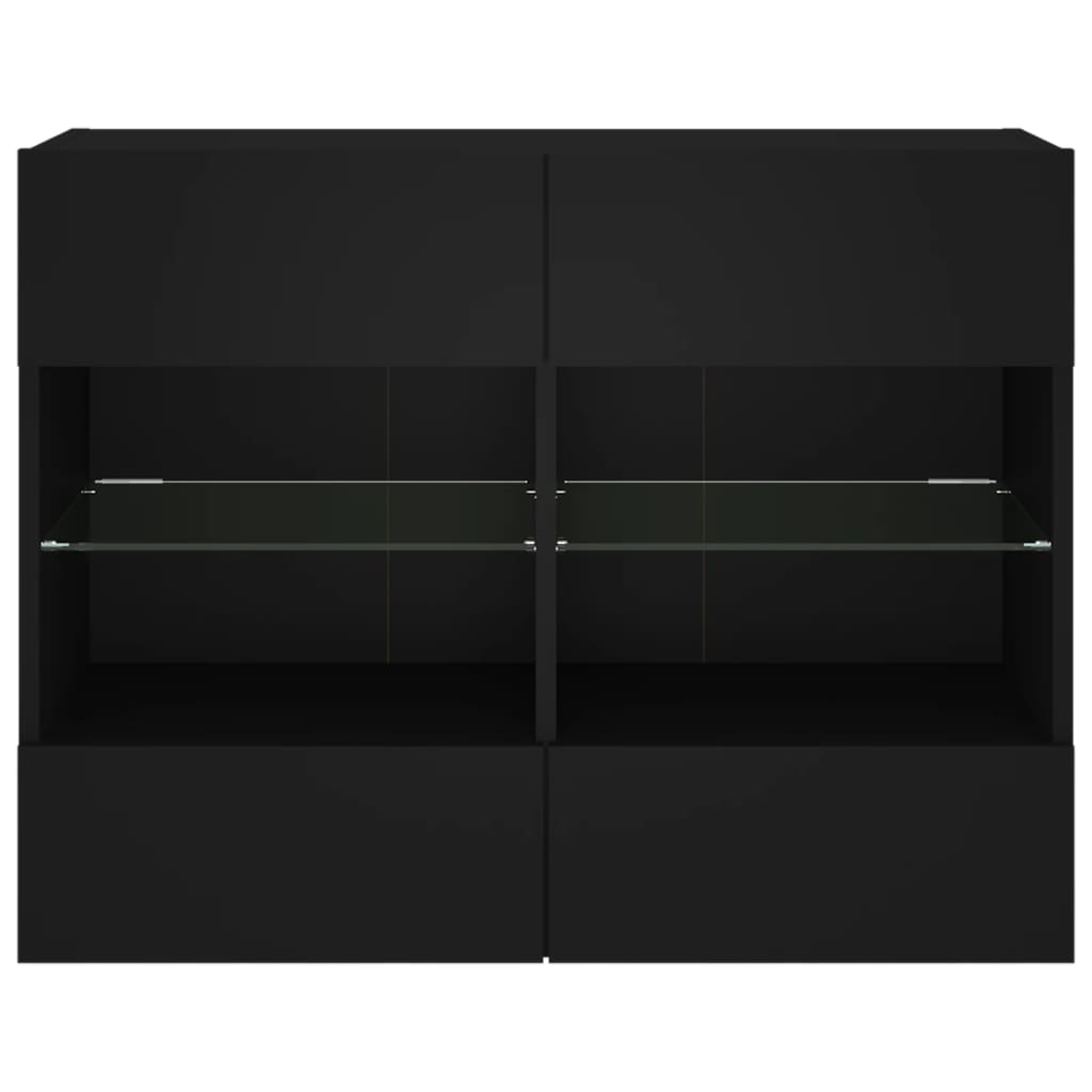 vidaXL TV-seinäkaappi LED-valoilla musta 78,5x30x60,5 cm
