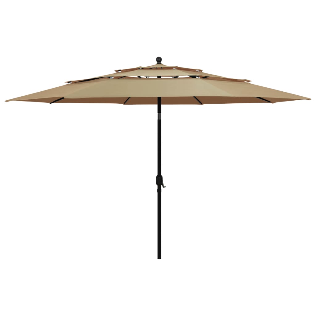 vidaXL 3-tasoinen aurinkovarjo alumiinitanko harmaanruskea 3,5 m