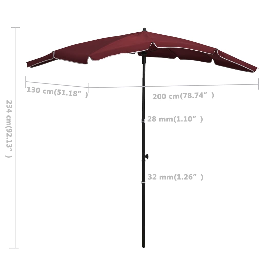 vidaXL Puutarhan aurinkovarjo tangolla 200x130 cm viininpunainen