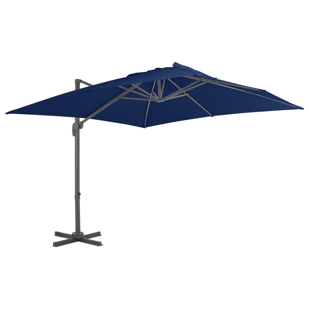 vidaXL Riippuva aurinkovarjo alumiinipylväällä 3x3 m azurinsininen