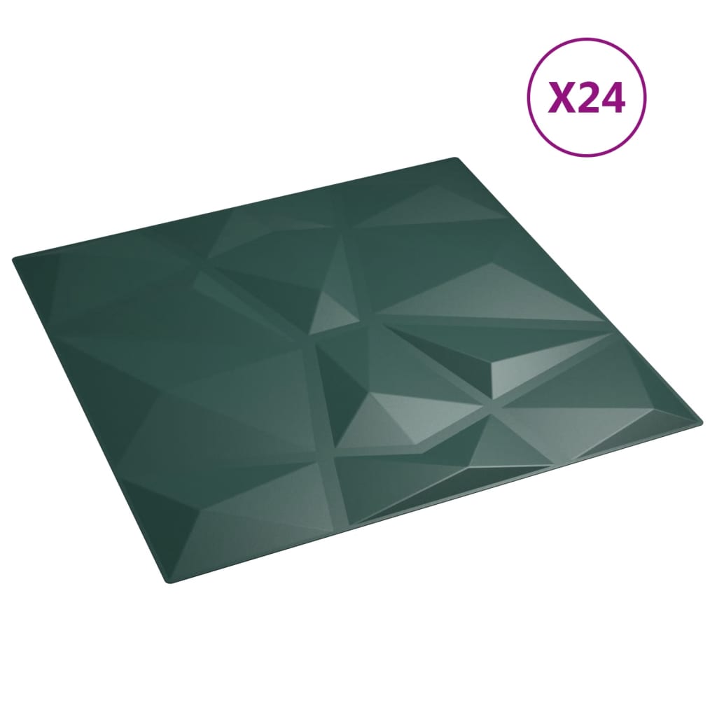 vidaXL Seinäpaneelit 24 kpl vihreä 50x50 cm XPS 6 m² timantti