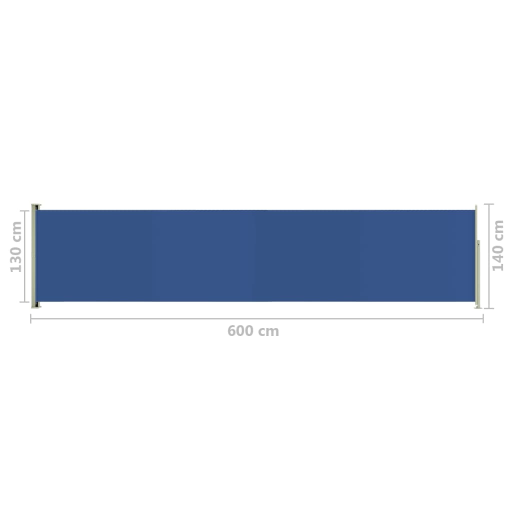 vidaXL Sisäänvedettävä terassin sivumarkiisi 140x600 cm sininen