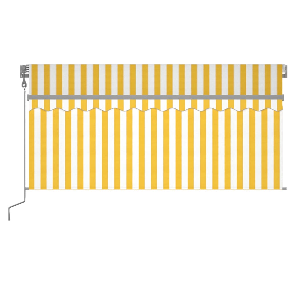 vidaXL Sisäänkelattava markiisi verho/LED/tuulisens 3x2,5 m keltavalk.