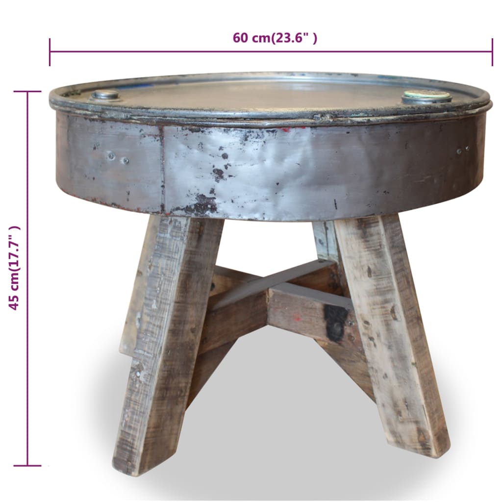 vidaXL Sohvapöytä kiinteä kierrätetty puu 60x45 cm hopea