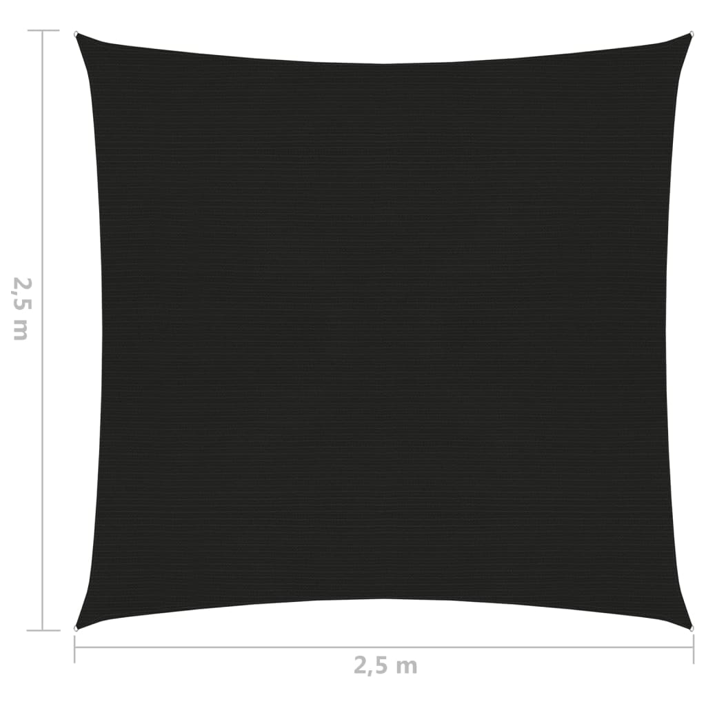 vidaXL Aurinkopurje 160 g/m² musta 2,5x2,5 m HDPE