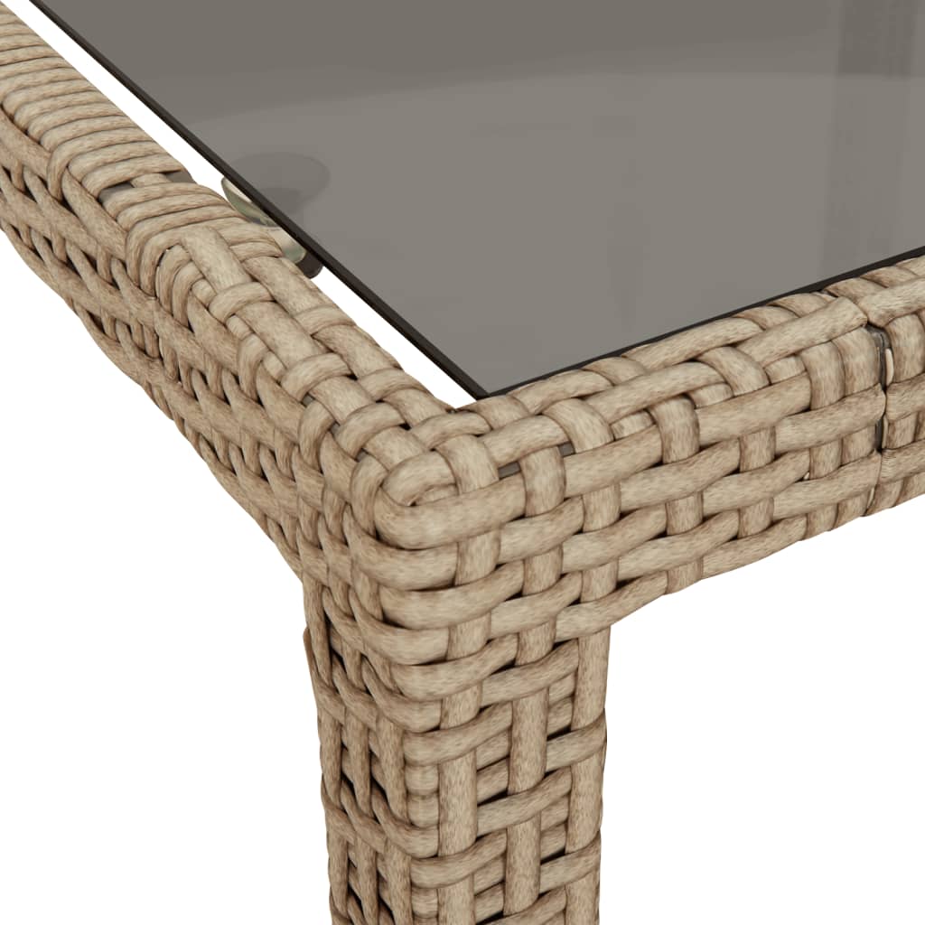 vidaXL Puutarhapöytä 190x90x75 cm karkaistu lasi ja polyrottinki beige