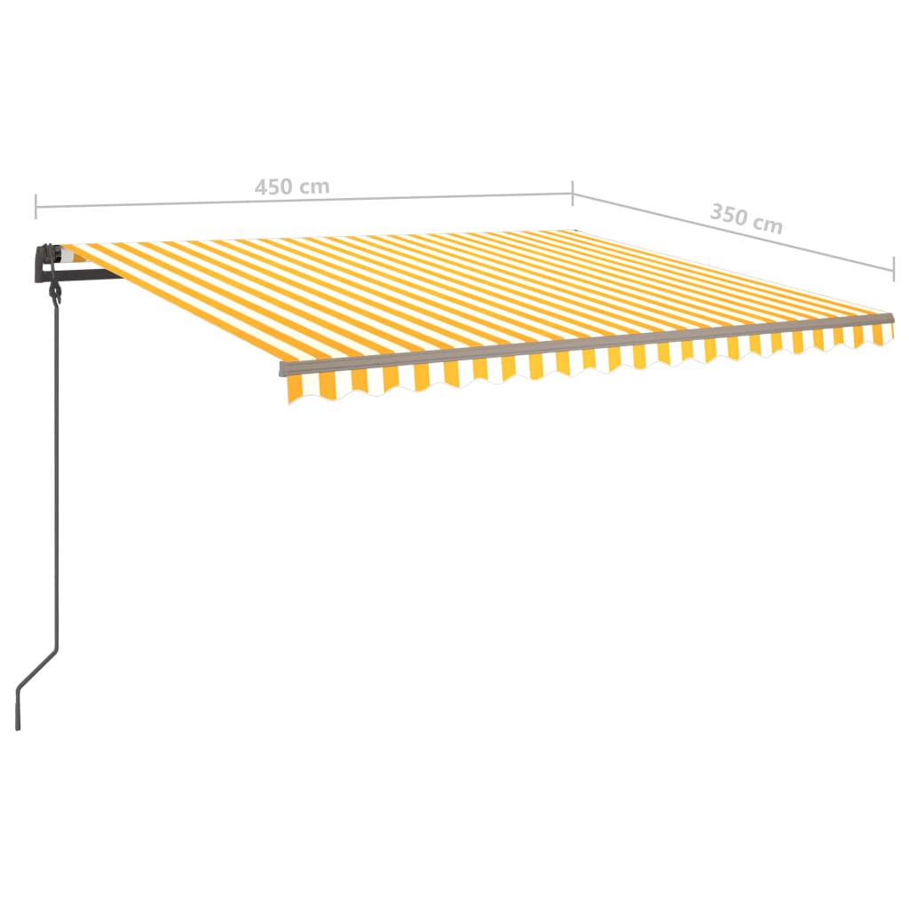 vidaXL Manuaalisesti kelattava markiisi LED-valot 4,5x3,5 m keltavalk.