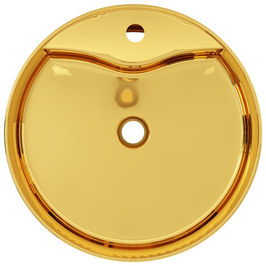 vidaXL Pesuallas ylivuodolla 46,5x15,5 cm keraaminen kulta