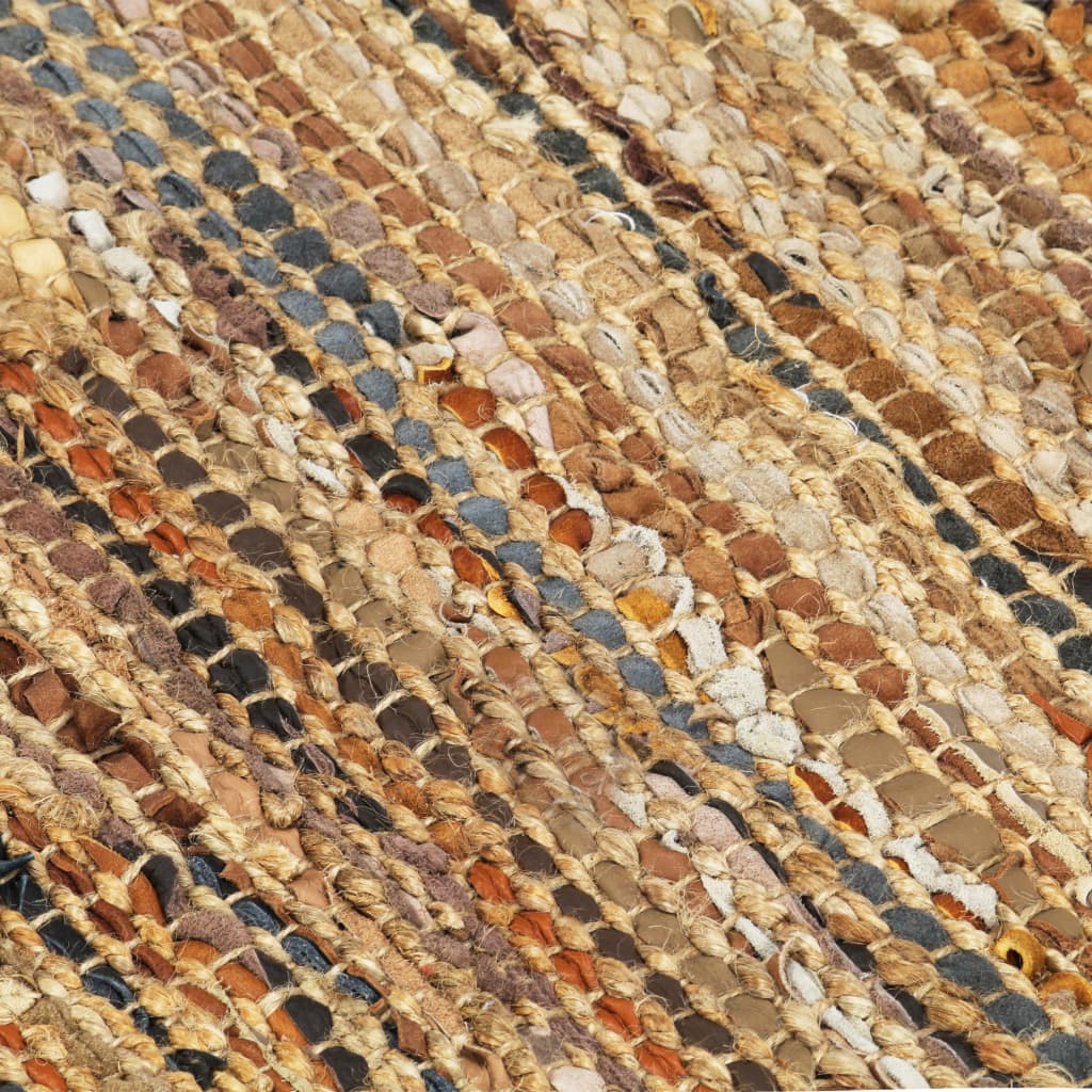 vidaXL Käsin kudottu Chindi-matto nahka juutti 160x230 cm kellanruskea