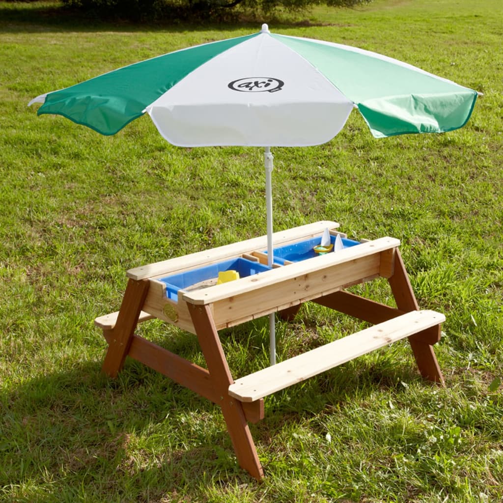 AXI Hiekka- ja vesileikkipöytä/piknikpöytä aurinkovarjolla