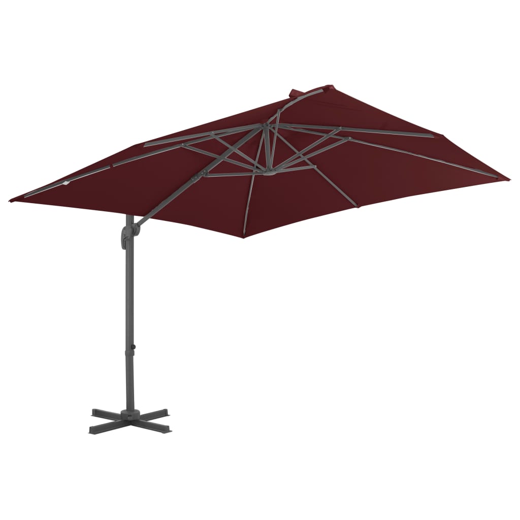 vidaXL Riippuva aurinkovarjo alumiinipylväällä viininpun. 400x300 cm