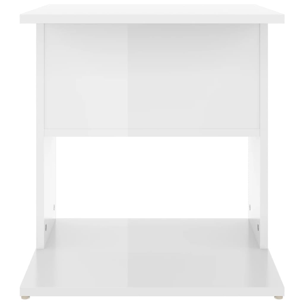 vidaXL Sivupöytä korkeakiilto valkoinen 45x45x48 cm lastulevy