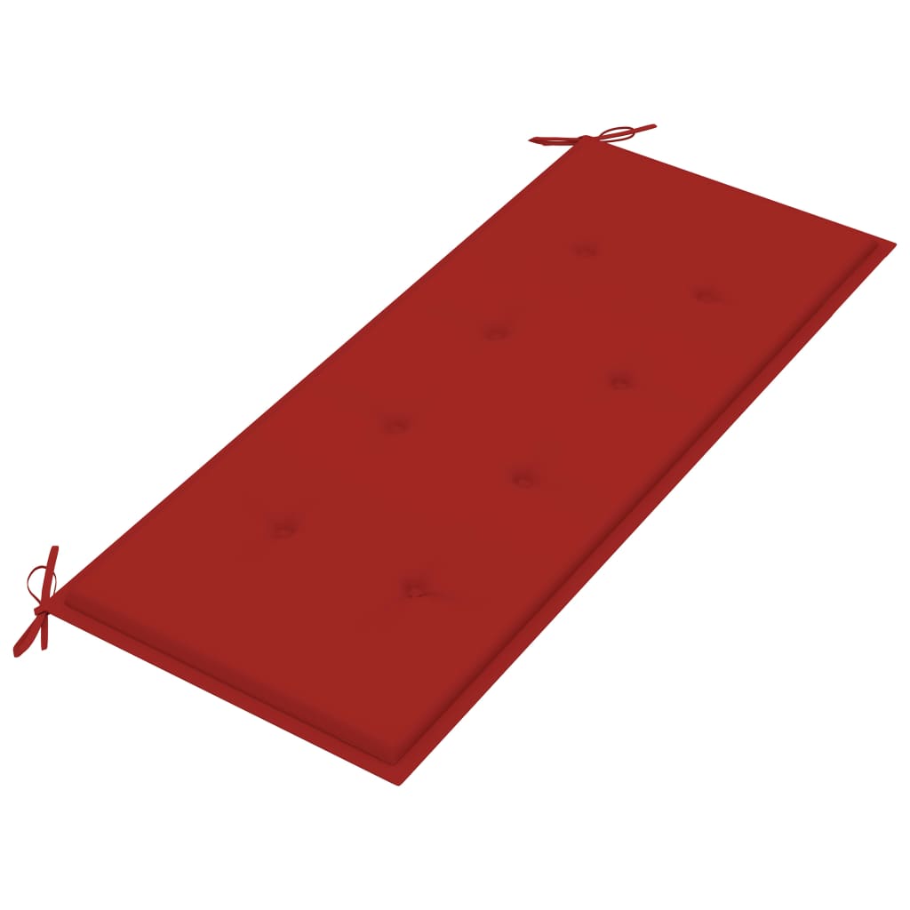 vidaXL Puutarhapenkki punainen tyyny 120 cm täysi tiikki