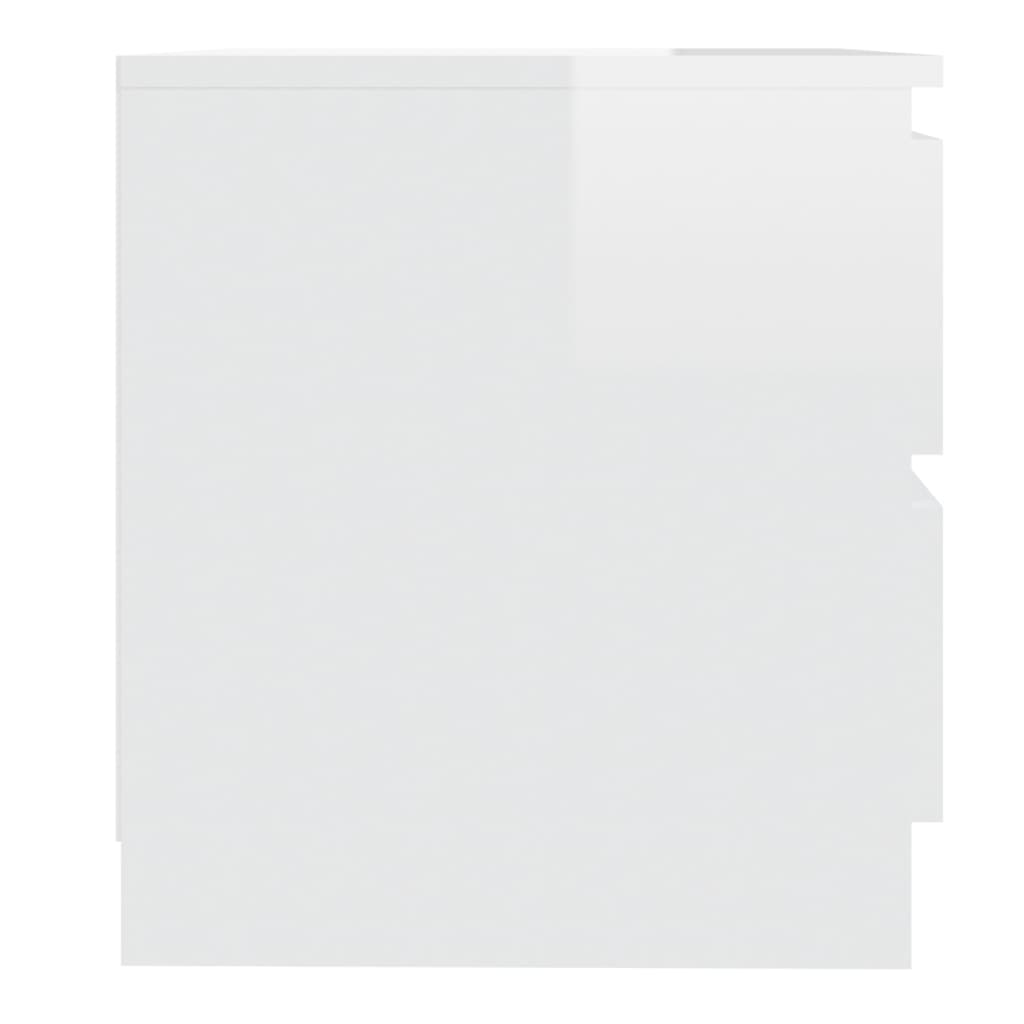 vidaXL Yöpöytä korkeakiilto valkoinen 50x39x43,5 cm lastulevy