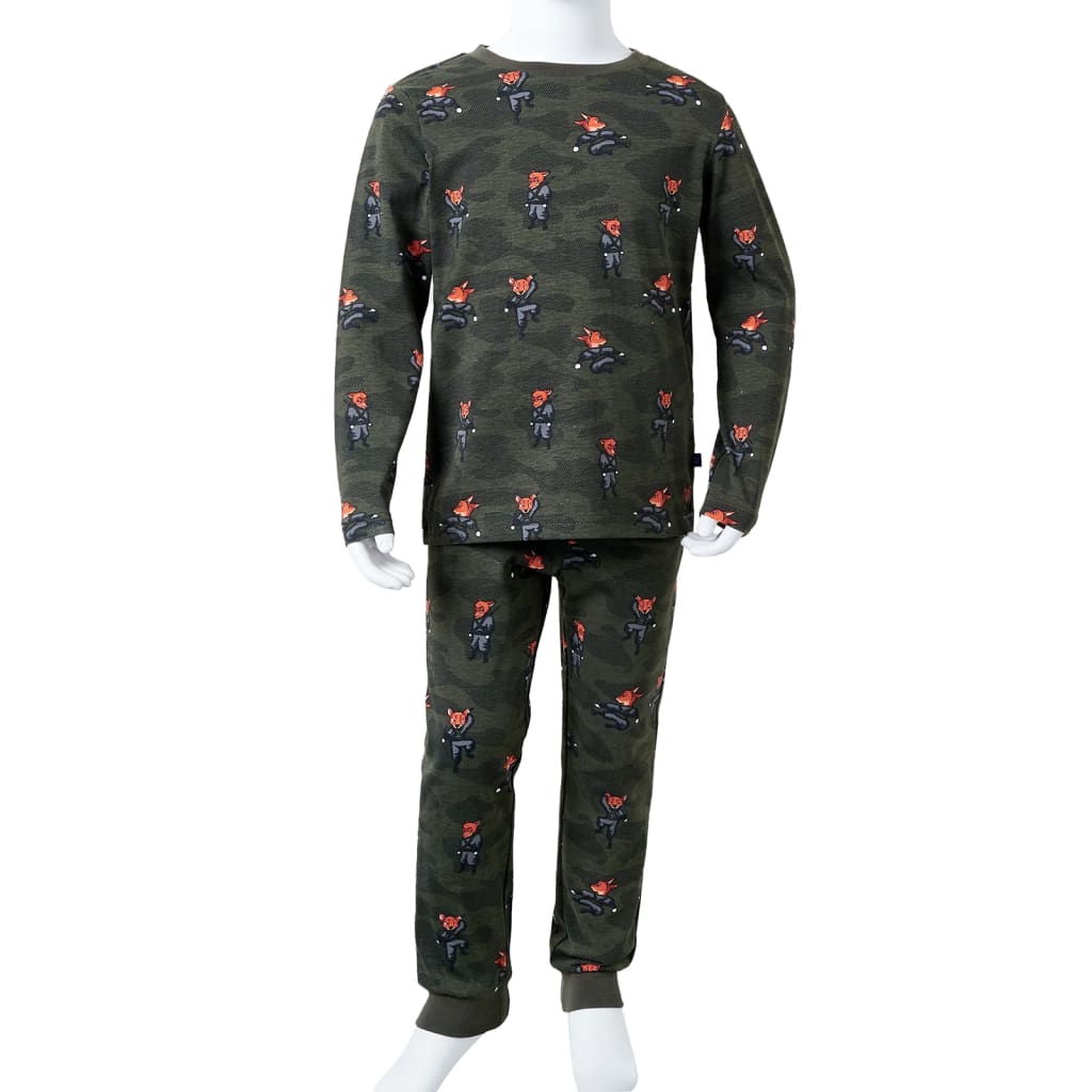 Lasten pitkähihainen pyjama khaki 92