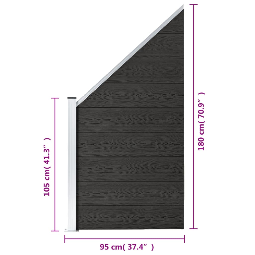 vidaXL Aitapaneeli WPC 95x(105-180) cm harmaa