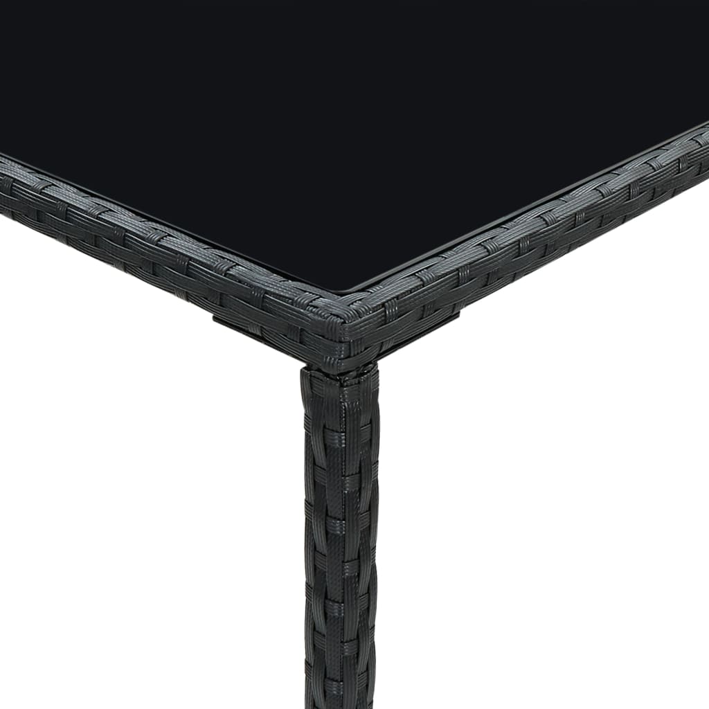 vidaXL Puutarhan baaripöytä musta 70x70x110 cm polyrottinki ja lasi