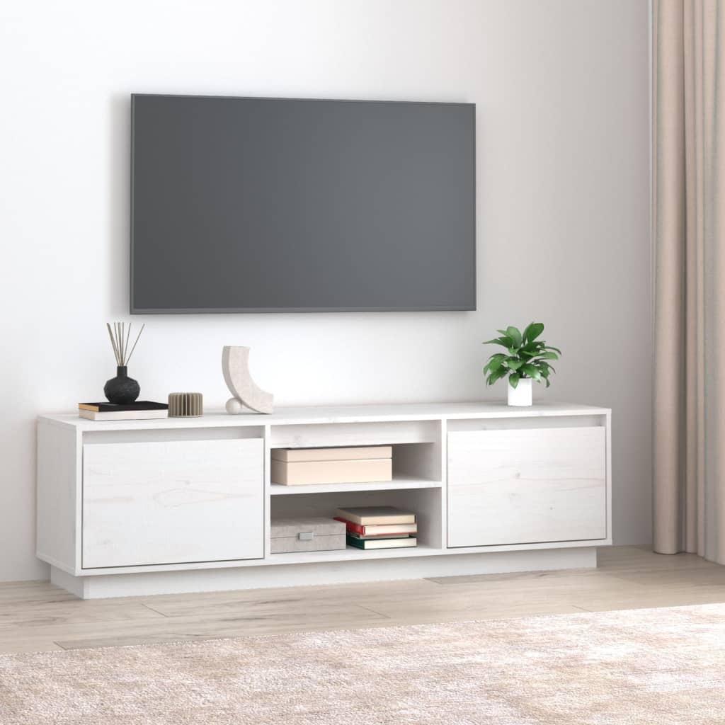 vidaXL TV-taso valkoinen 140x35x40 cm täysi mänty