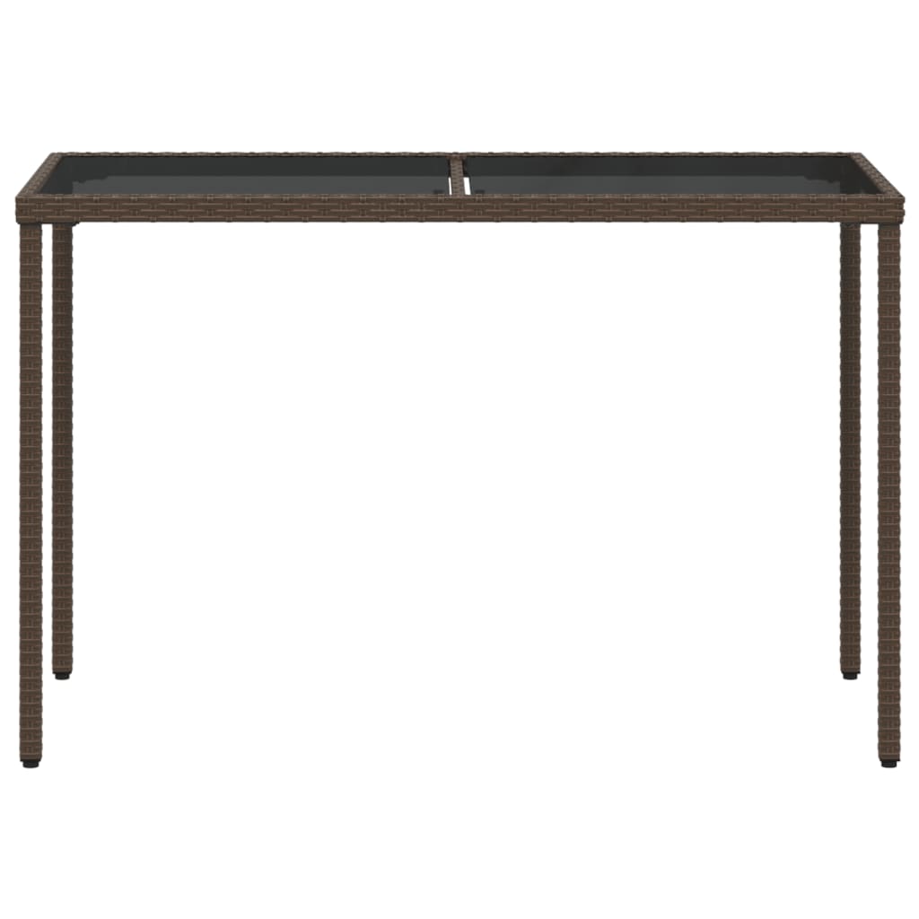 vidaXL Puutarhapöytä lasipöytälevy ruskea 115x54x74 cm polyrottinki
