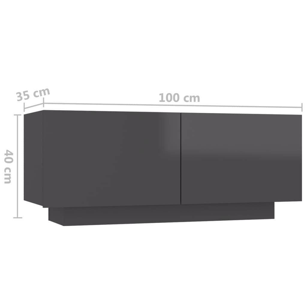 vidaXL Yöpöytä korkeakiilto harmaa 100x35x40 cm lastulevy