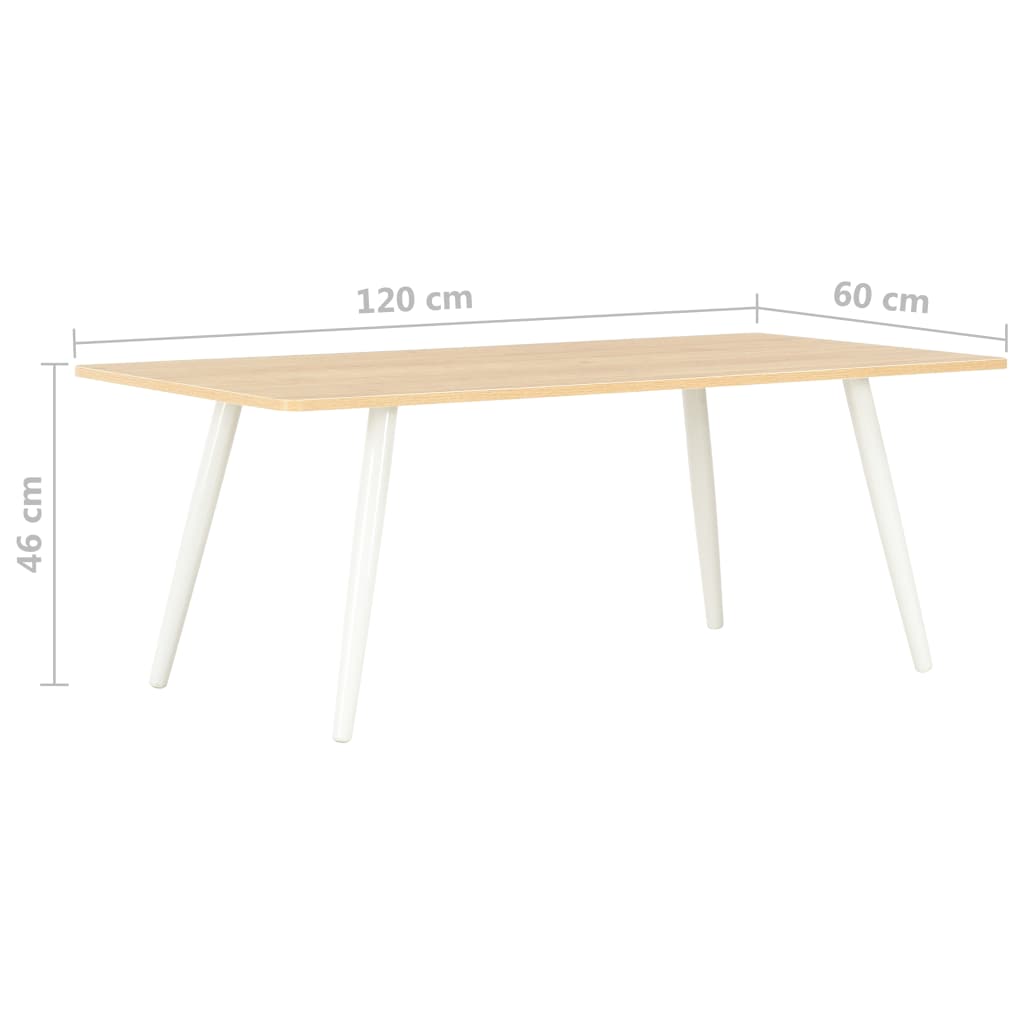 vidaXL Sohvapöytä valkoinen ja tammi 120x60x46 cm