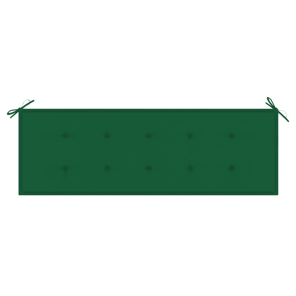 vidaXL Puutarhapenkki vihreä tyyny 150 cm täysi tiikki