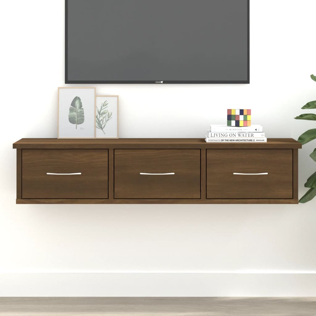 vidaXL TV-seinäkaappi ruskea tammi 88x26x18,5 cm tekninen puu