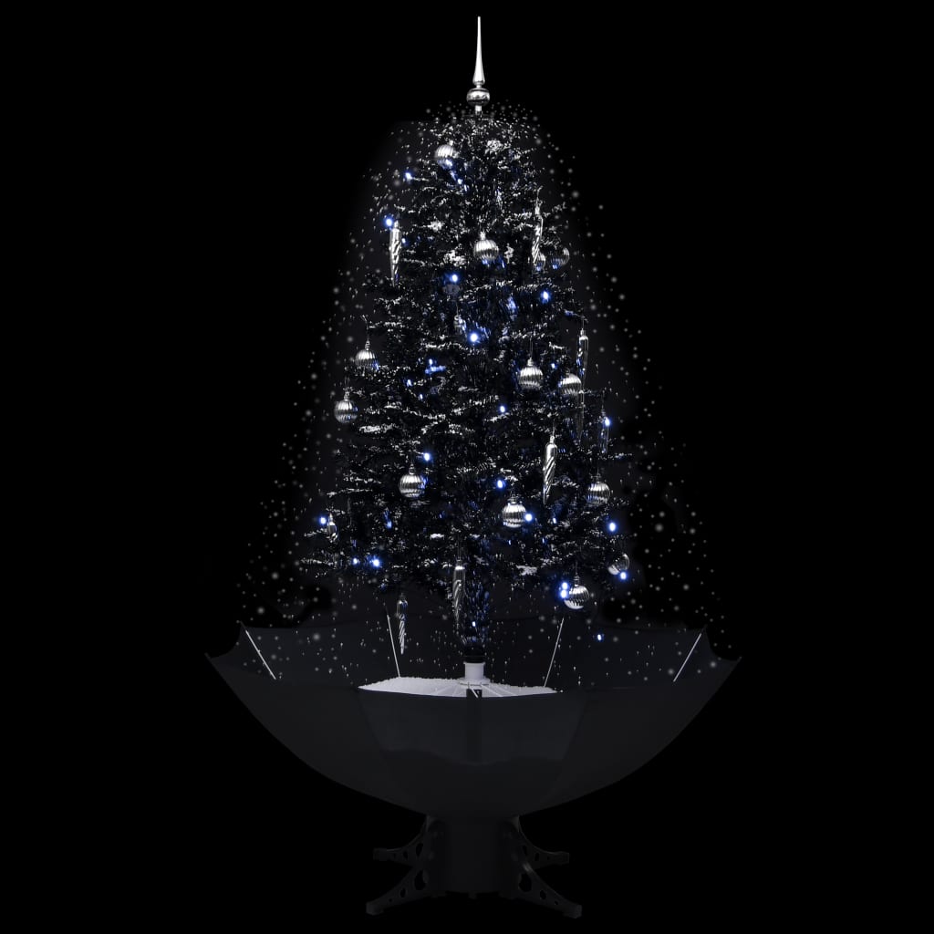 vidaXL Lunta satava joulukuusi sateenvarjopohjalla musta 170 cm PVC