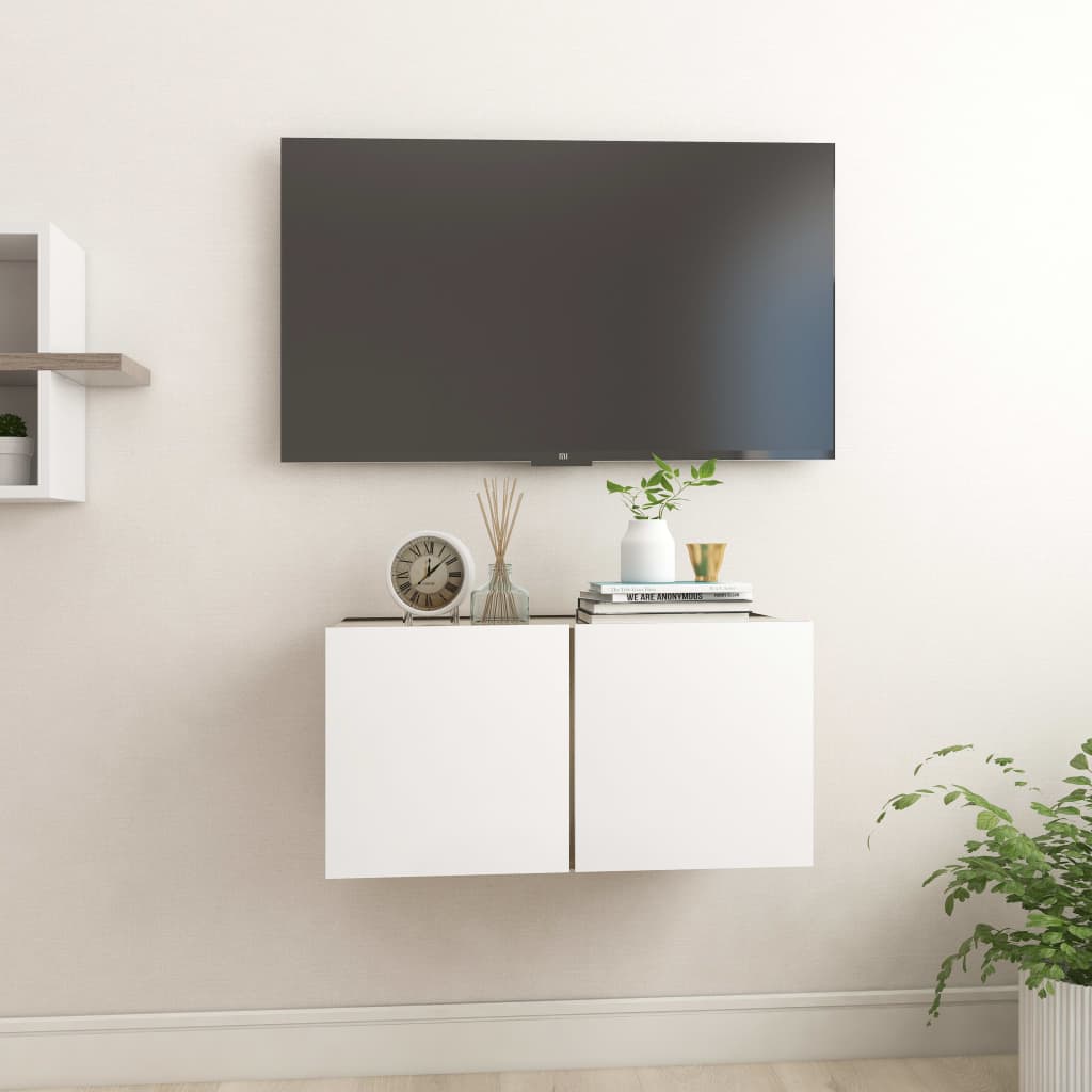 vidaXL Seinäkiinnitettävä TV-taso valkoinen/Sonoma-tammi 60x30x30 cm