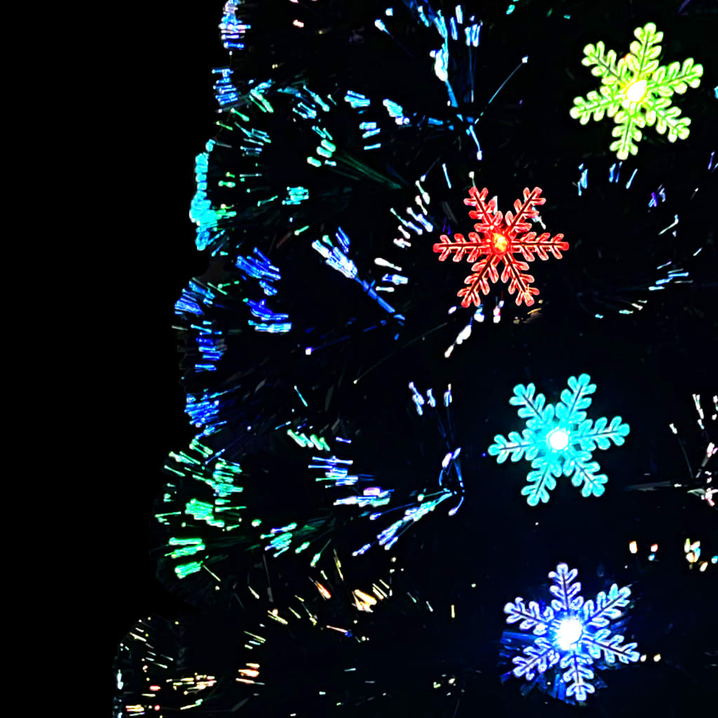 vidaXL Joulukuusi LED-lumihiutaleilla musta 240 cm kuituoptiikka