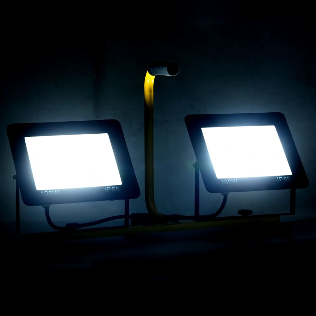 vidaXL LED-valonheitin kahvalla 2x100 W kylmä valkoinen