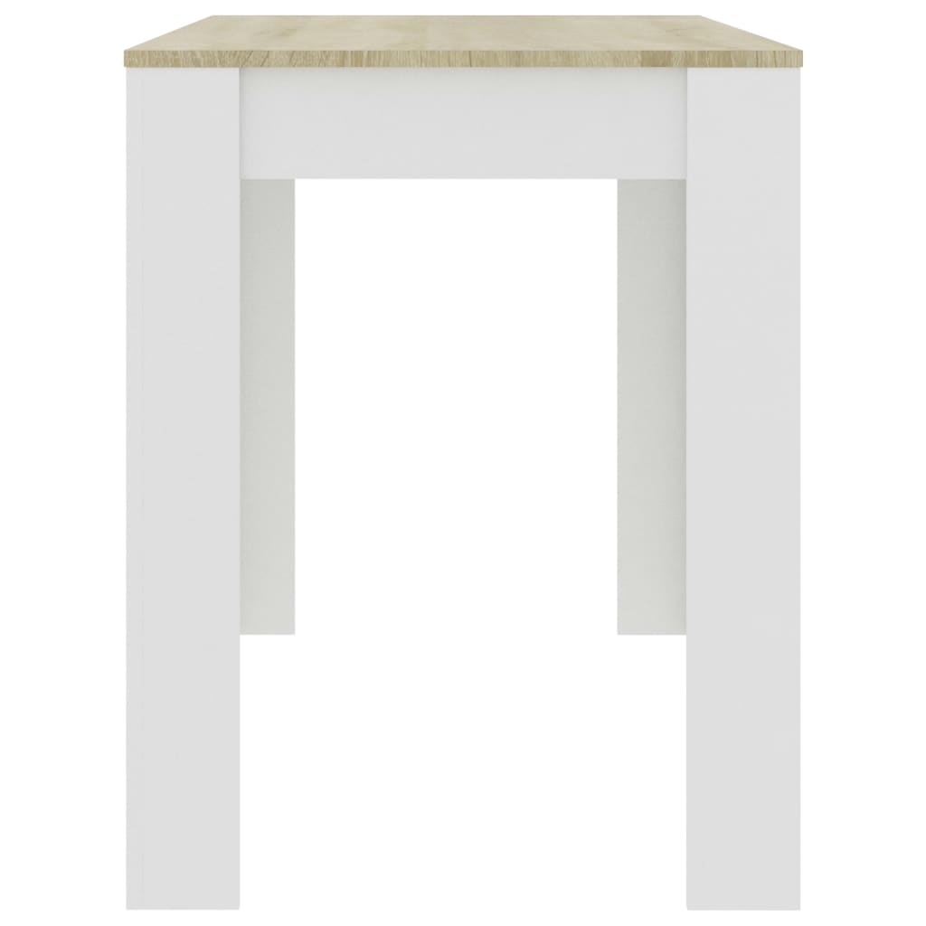 vidaXL Ruokapöytä valkoinen ja Sonoma-tammi 120x60x76 cm lastulevy