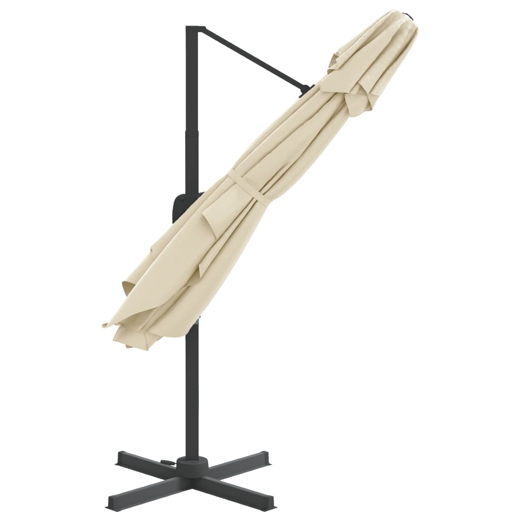 vidaXL Riippuva kaksois-aurinkovarjo hiekanvalkoinen 300x300 cm