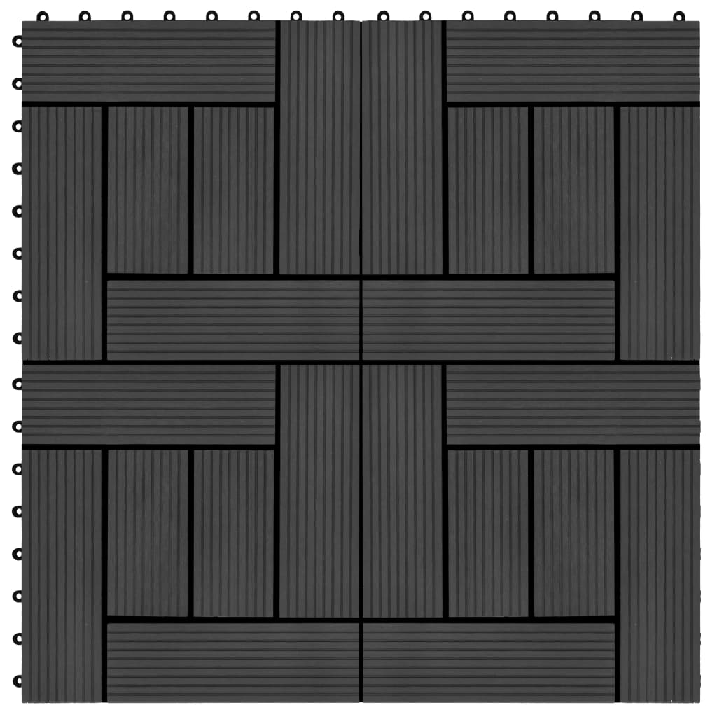 vidaXL Lattialaatat 11 kpl puumuovikomposiitti 30x30 cm 1 m² musta