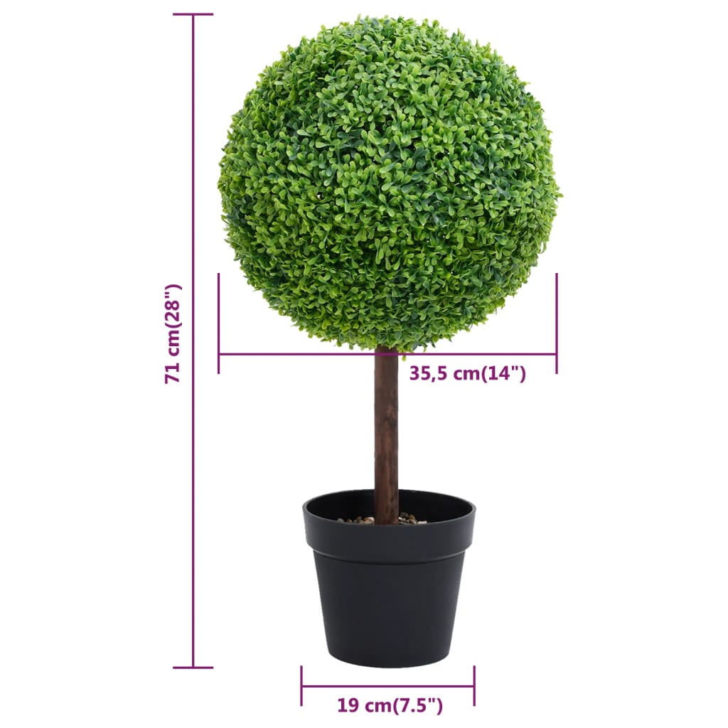vidaXL Tekokasvi puksipuu ruukulla pallonmuotoinen vihreä 71 cm