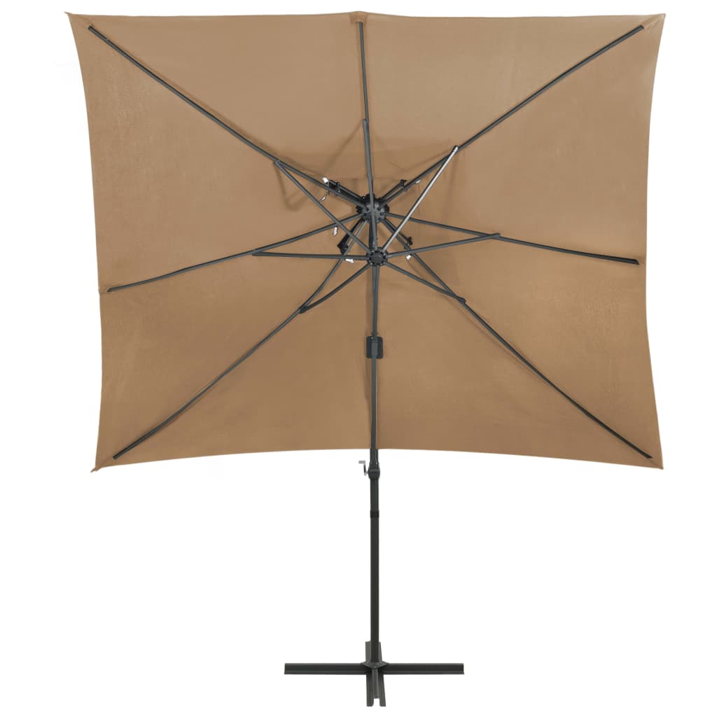 vidaXL Riippuva aurinkovarjo tuplakatolla harmaanruskea 250x250 cm