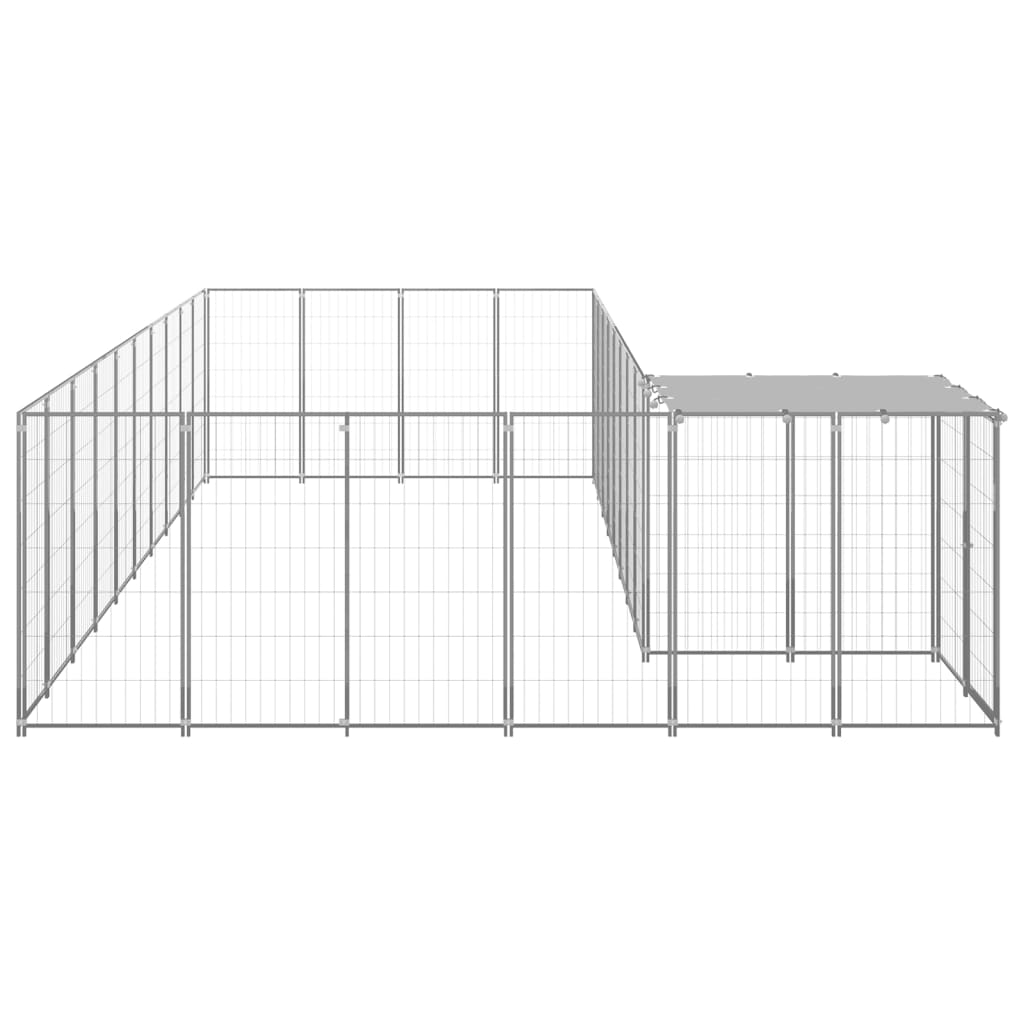 vidaXL Koiranhäkki hopea 13,31 m² teräs