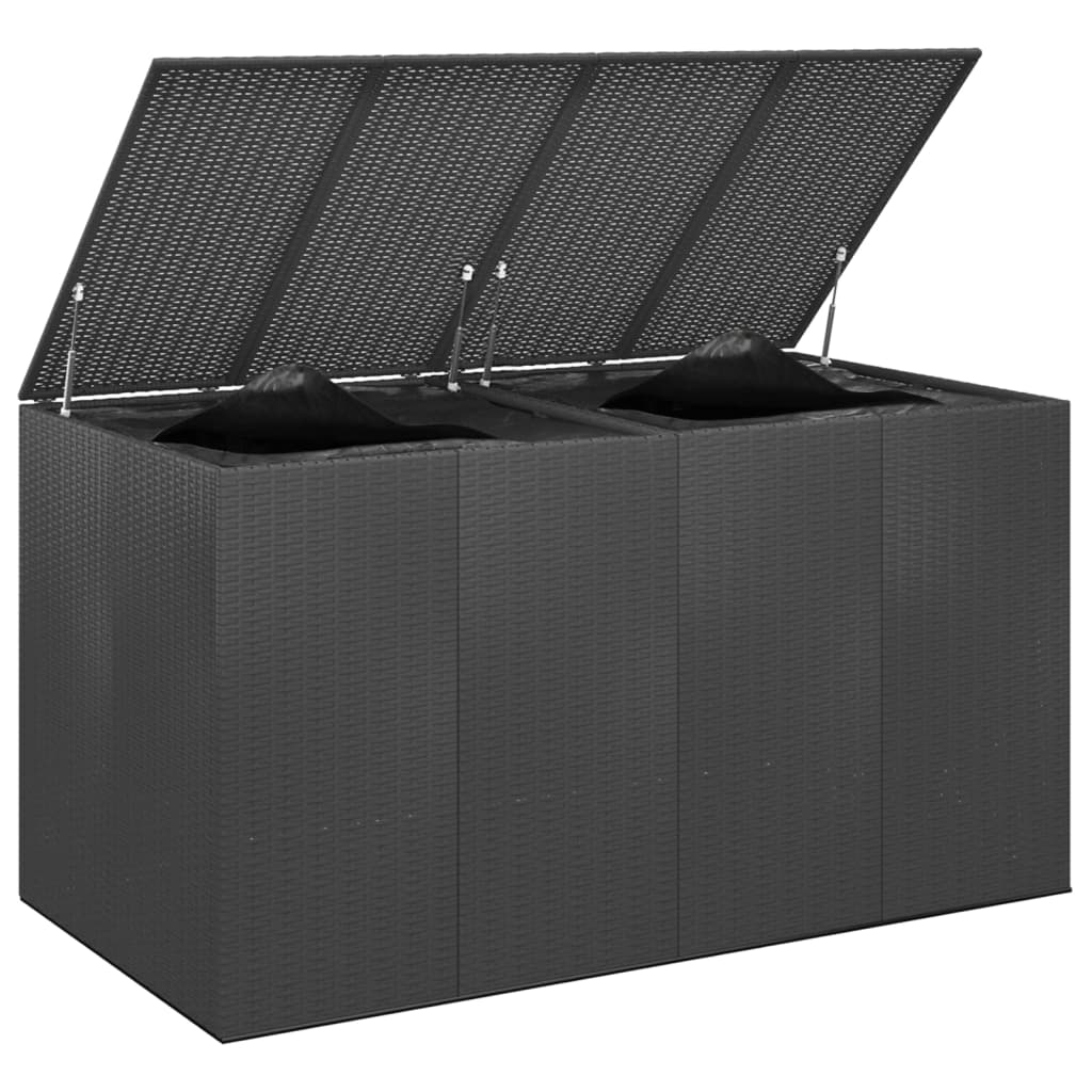 vidaXL Puutarhan säilytyslaatikko PE-rottinki 194x100x103 cm musta